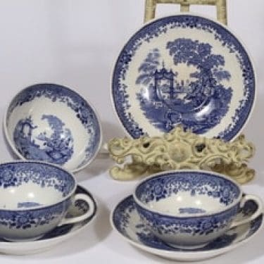 Arabia Canton teekupit, sininen, 3 kpl, suunnittelija , kuparipainokoriste