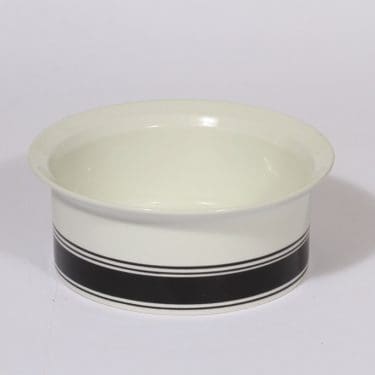 Arabia Faenza kulho, musta, suunnittelija Inkeri Seppälä, raitakoriste