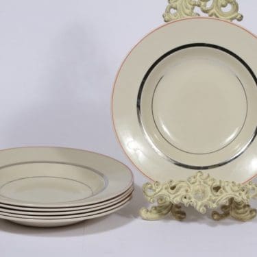 Arabia Elite lautaset, syvä, 6 kpl, suunnittelija Olga Osol, syvä, raitakoriste