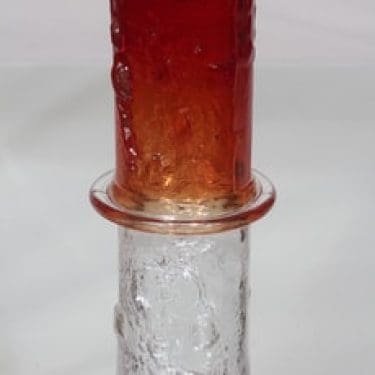 Nuutajärvi N 480 maljakko, punainen-kirkas, suunnittelija Oiva Toikka,