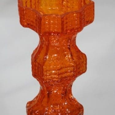 Riihimäen lasi Fenomena maljakko, oranssi, suunnittelija Nanny Still, retro