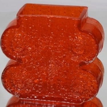 Riihimäen lasi Nebulosa maljakko, oranssi, suunnittelija Nanny Still, massiivinen, retro