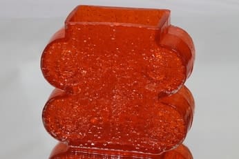 Riihimäen lasi Nebulosa maljakko, oranssi, suunnittelija Nanny Still, massiivinen, retro