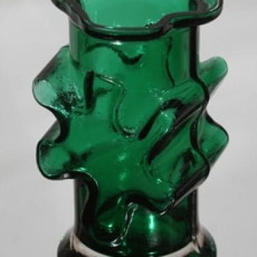 Riihimäen lasi Kasperi maljakko, vihreä, suunnittelija Erkkitapio Siiroinen, retro