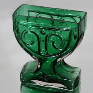 Riihimäen lasi Viktoriana maljakko, vihreä, suunnittelija Helena Tynell,