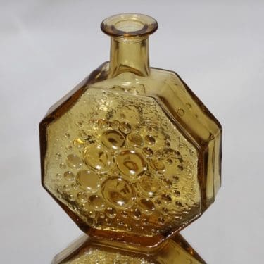 Riihimäen lasi Stella Polaris koristepullo, amber, suunnittelija Nanny Still,