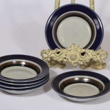 Arabia Saara lautaset, syvä, 6 kpl, suunnittelija Anja Jaatinen-Winquist, syvä, pieni, retro