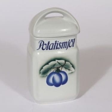 Arabia Luumu perunajauhopurkki, suunnittelija , puhalluskoriste