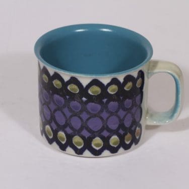 Arabia S muki, käsinmaalattu, suunnittelija Hilkka-Liisa Ahola, käsinmaalattu, signeerattu