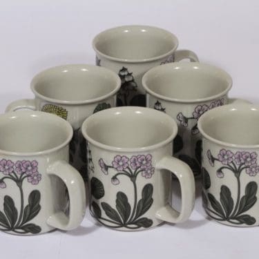 Arabia Flora mukit, 30 cl, 6 kpl, suunnittelija Esteri Tomula, 30 cl, serikuva, kukka-aihe