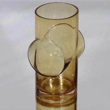 Riihimäen lasi Pablo maljakko, amber, suunnittelija Erkkitapio Siiroinen,