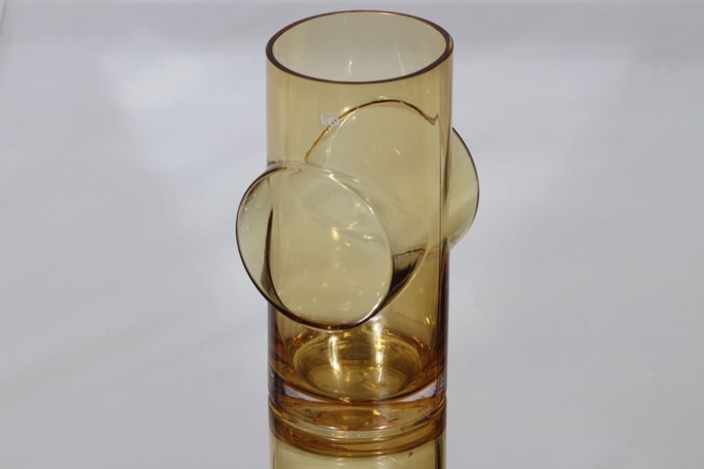 Riihimäen lasi Pablo maljakko, amber, suunnittelija Erkkitapio Siiroinen,