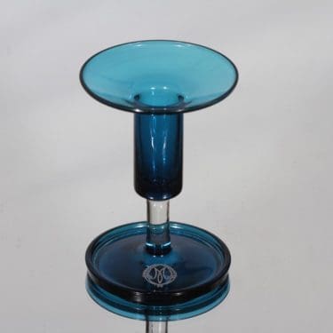 Riihimäen lasi Harlekiini kynttilänjalka, signeerattu, suunnittelija Nanny Still, signeerattu, pieni