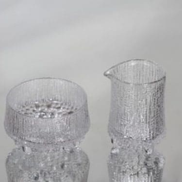Iittala Ultima Thule sokerikko ja kermakko, kirkas, suunnittelija Tapio Wirkkala,