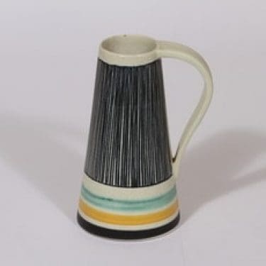 Kupittaan savi maljakko, käsinmaalattu, suunnittelija Orvokki Laine, käsinmaalattu, funktionalismi