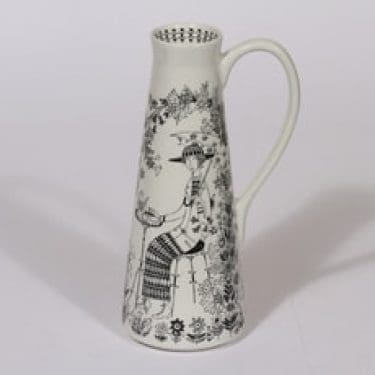 Arabia Emilia maljakko, mustavalkoinen, suunnittelija Raija Uosikkinen, kuparipainokoriste