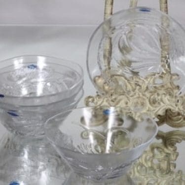 Nuutajärvi Pioni annoskulhot, kirkas, 5 kpl, suunnittelija Oiva Toikka,