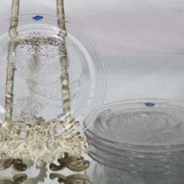 Nuutajärvi Pioni lautaset, kirkas, 6 kpl, suunnittelija Oiva Toikka,