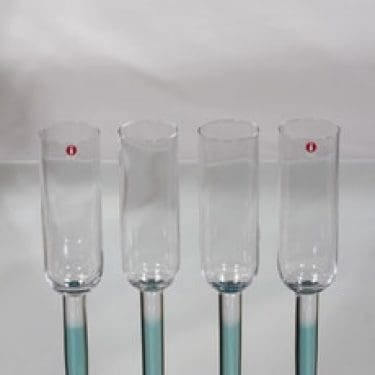 Nuutajärvi Mondo kuohuviinilasit, vihreä-kirkas, 4 kpl, suunnittelija Kerttu Nurminen,