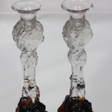 Humppila kynttilänjalat, ruskea-kirkas, 2 kpl, suunnittelija Pertti Santalahti,