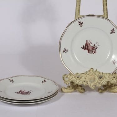 Arabia Satu leipälautaset, matala, 4 kpl, suunnittelija Ensio Viitala, matala, siirtokuva, art deco