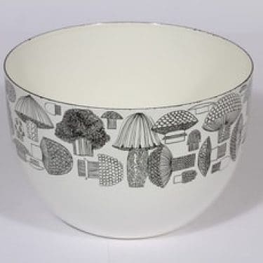 Finel Tatti kulho, mustavalkoinen, suunnittelija Esteri Tomula, serikuva, sieniaihe