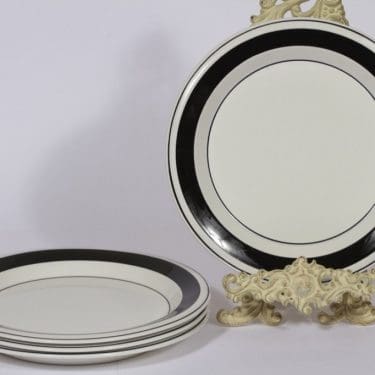 Arabia Faenza lautaset, 4 kpl, suunnittelija Inkeri Seppälä, matala, raitakoriste