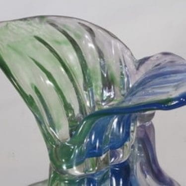 Riihimäen lasi Perho taide-esine, monivärinen, suunnittelija Helena Tynell,