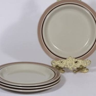 Arabia Koralli lautaset, matala, 4 kpl, suunnittelija Raija Uosikkinen, matala, raitakoriste