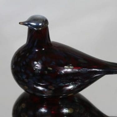 Nuutajärvi koristelintu, Rubiinilintu, suunnittelija Oiva Toikka, Rubiinilintu, signeerattu