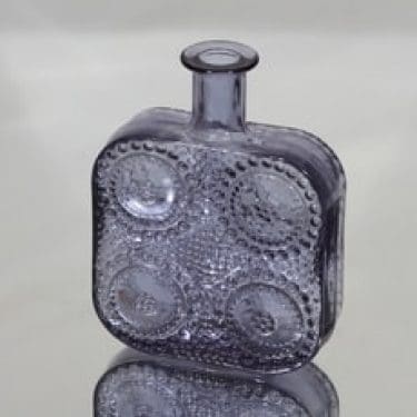 Riihimäen lasi Grapponia koristepullo, neodymi, suunnittelija Nanny Still,