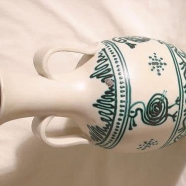 Kupittaan savi lattimaljakko, käsinmaalattu, suunnittelija , käsinmaalattu, suuri, kobolttiväri