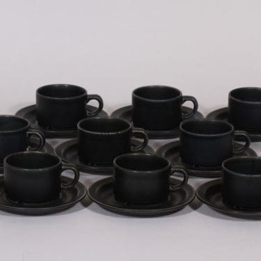 Arabia Korpi kahvikupit, tumman sininen, 9 kpl, suunnittelija Göran Bäck,