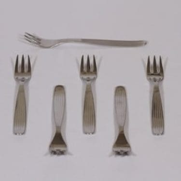 Hackman Scandia haarukat, teräs, 6 kpl, suunnittelija Kaj Franck, teräs, pieni