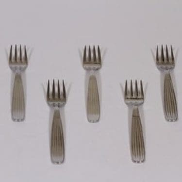 Hackman Scandia haarukat, teräs, 5 kpl, suunnittelija Kaj Franck, teräs