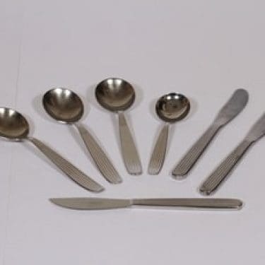 Hackman Sorsakoski Scandia ruokailuvälineitä, teräs, 7 kpl, suunnittelija Kaj Franck, teräs