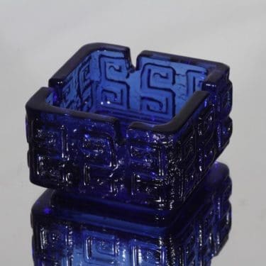 Riihimäen lasi Taalari tuhka-astia, sininen, suunnittelija Tamara Aladin,