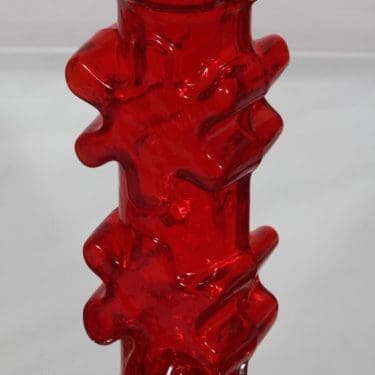 Riihimäen lasi Kasperi maljakko, punainen, suunnittelija Erkkitapio Siiroinen, suuri, retro