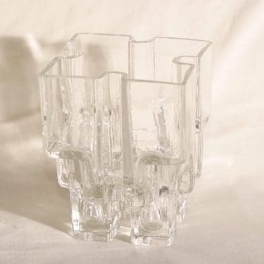 Riihimäen lasi Paalutalo maljakko, signeerattu, suunnittelija Helena Tynell, signeerattu