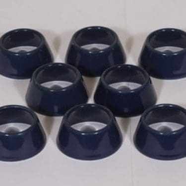 Arabia Kilta munarenkaat, sininen lasite, 8 kpl, suunnittelija Kaj Franck,