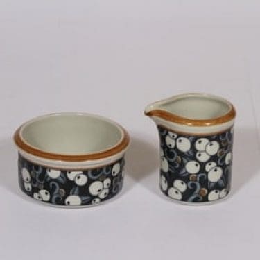 Arabia Taika sokerikko ja kermakko, suunnittelija Inkeri Seppälä, erikoiskoriste, retro