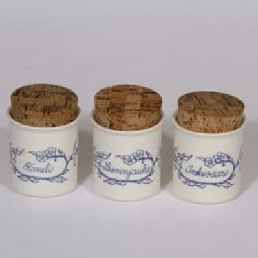 Arabia Sininen keittiö maustepurkit, 3 kpl, suunnittelija , serikuva