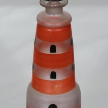 Karhula-Iittala Majakka karahvi, käsinmaalattu, suunnittelija Göran Hongell, käsinmaalattu, majakka-aihe