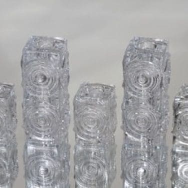 Riihimäen lasi Rengas kynttilänjalat, kirkas, 5 kpl, suunnittelija Tamara Aladin,