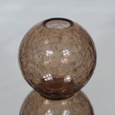 Kumela maljakko, ruskea, suunnittelija , jäälasi, pallon muotoinen