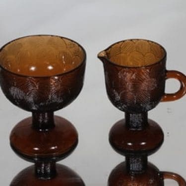 Nuutajärvi Miranda sokerikko ja kermakko, ruskea, suunnittelija Heikki Orvola,