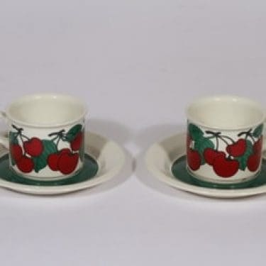 Arabia Kirsikka kahvikupit, punainen, 2 kpl, suunnittelija , serikuva