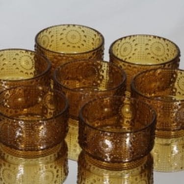 Riihimäen lasi Grapponia annoskulhot, ruskea, 7 kpl, suunnittelija Nanny Still,