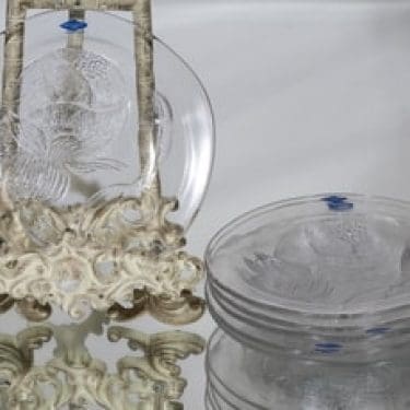 Nuutajärvi Pioni lautaset, kirkas, 6 kpl, suunnittelija Oiva Toikka, pieni