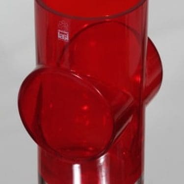 Riihimäen lasi Pablo maljakko, punainen, suunnittelija Erkkitapio Siiroinen,